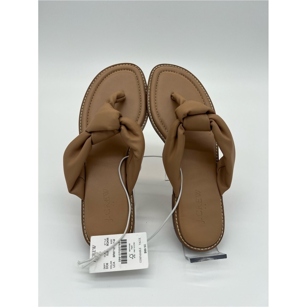 J. Crew Cognac Knotted Leather Toe-Post Sandals‎ size 7